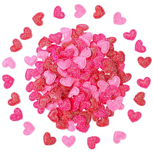 Tatuo 300 Pcs Valentine's Day Felt Hearts Decoration Glitter Felt Hearts Confetti Mini Heart Shapes Decorative Confetti for DIY Crafts Valentines Wedding Party Decor(Red, Rose Red, Pink)
