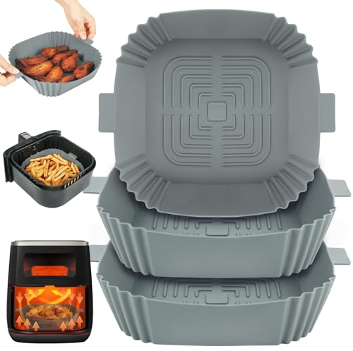 BYKITCHEN Airfryer Silikonform für Russell Hobbs 4L/Philips Airfryer 2000-Serie 4,2L, 3 Stück, Air Fryer Silikon Einsatz, Backform Zubehör für Cosori/Ninja Pro 4,7 L Heißluftfritteuse