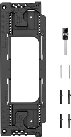 Uadme Door Hinge Jig Template, Hinge Drilling Jig Installation Locator Template with 8 Hinge Sizes from 2-1/2 Inch to 6 Inch and 5 Door Thickness from 1-3/8 Inch to 2-1/2 Inch (Black)