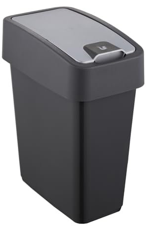 keeeper Cestino Premium con Coperchio Ribaltabile, Soft Touch, 10 l, 29,5 x 18 x 36,5 cm, Magne, Grigio (grafite)
