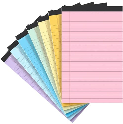 VITEVER Small Note Pads 5x8, [7 Pack] Colorful College Narrow Ruled Legal Pads,Micro Writing Pads Perforated Lined Note Paper for Study, Office, To-Do Lists, 30 Sheet/notepad, Multicolor