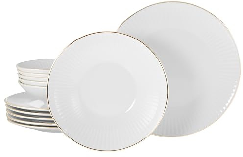 CreaTable, 22846, Serie Valencia, 12-teiliges Geschirrset für 6 Personen, Tafelservice aus Porzellan, Made in Europe