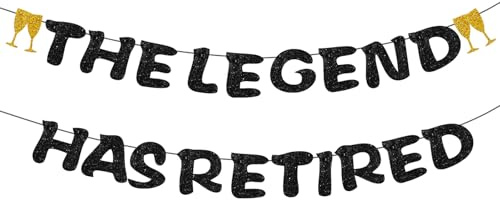Vorgespanntes Glitzerbanner 'The Legend Has Retired', Abschiedsdekoration für die Ruhestandsparty ruhestand deko,Ruhestandsgeschenke für Männer und Frauen Partydekorationen Happy Retirement Banner