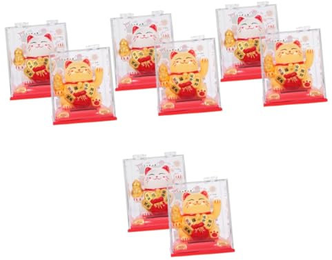 PRETYZOOM 8 STK Glückliche Katze Geburtstagsgeschenk Auto Dekoration Glücksbringer Dekoration gelbe Glückskatze Solar betriebene Geldkatze chinesische Glückskatze Haushaltskatzenfigur pp