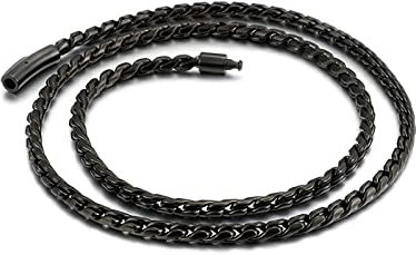 Tolldek Edelstahlkette Herren 67cm, Statementkette Schwarz Freundschaftsketten Jungs Breit 5MM, Metallkette Hals Hip Hop für Männer