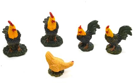 BETTER WITH FRIENDS 5 x galline e galline. Polli figurine di Natale 6 cm. Set di scena di natività, figure animali, nascita di Gesù. 3 Re. mestieri presepe, Dio. Modelli Scala