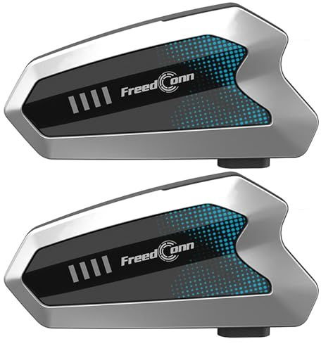FreedConn Motorcycle Helmet Bluetooth Headset, Hero Motorcycle Communication Systems 2-6 Riders 1500M Motorbike Intercom Call Music Sharing IP67 Waterproof Bluetooth Gifts for Men Riders (Silver)