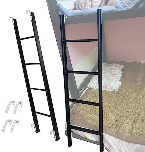 SZITW Échelle en métal/échelle superposée pour Camping-Car, échelle de lit superposé réglable Noire/escabeau d'escalade, échelle Courte pour la Maison avec Crochet, 116/130/140/150 cm (Taille : 13