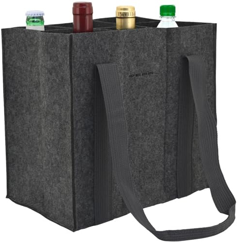 PEARL Filztasche für: Filz-Flaschen-Tragetasche für 6 Flaschen, je bis 1,5 Liter, anthrazit (Wein-Einkaufstasche, Einkaufstaschen für, Flasche)