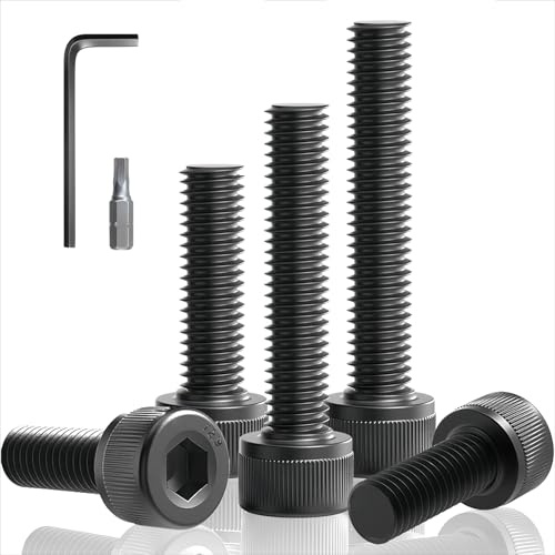 Jyvex 50 Zylinderschrauben M5x20 DIN 912 Stahl 12.9 Schwarz Innensechskant | vollgewinde maschinenschrauben für maschinenbau möbel diy mit innensechskant schlüssel