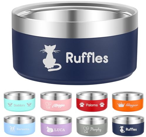 EinzigGeschenk Hundenapf Personalisiert, Personalisierte Metall Katzen- und Futternapf Hund & Wassernäpfe Mit Gravur Namen für Haustiere Geschenke, 10 Farben, 5 Größen (740 ML)