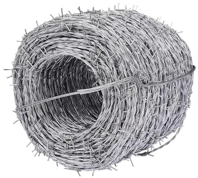 Cercas de Alambre de Espino - 4 Puntos Galvanizados - Práctico para Proteger Huertos/Ganado - Resistente a la Tracción,2.5mm,50m(164ft)