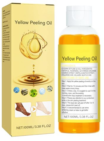 Yellow Peeling Oil, Exfoliating Chemical Peel At Home for Hand, Body and Foot Peel, Extra Strong Exfoliant Peeling Oil for Dark Skin Extra Strength All Skin Type 3.38 Fl Oz
