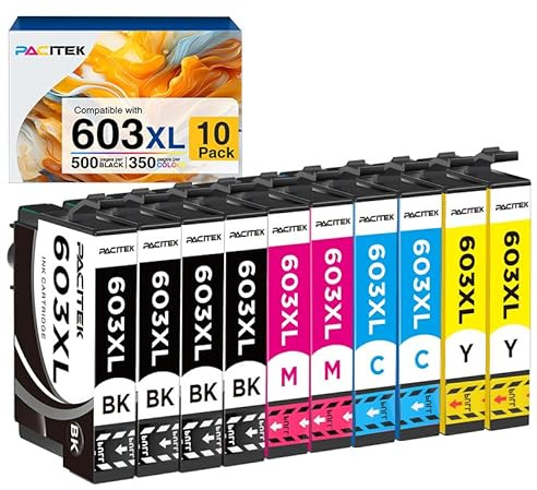 603 XL patronen Kompatibel 603XL druckerpatronen für epson 603 Patronen Multipack für Expression Home XP-3100 XP-2100 XP-2105 XP-3105 XP-4100 Workforce WF-2810 WF-2830 WF-2835 WF-2850 (10er-Pack)
