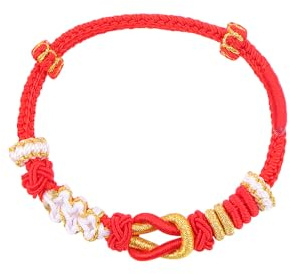 Viwind Tibetisches Glücksarmband für Frauen Liebhaber Glücksbringer Armband Geflochtenes Liebesknoten buddhistisches Stil Einstellbares Handgelenk Armband Rotes Seilarmbänder