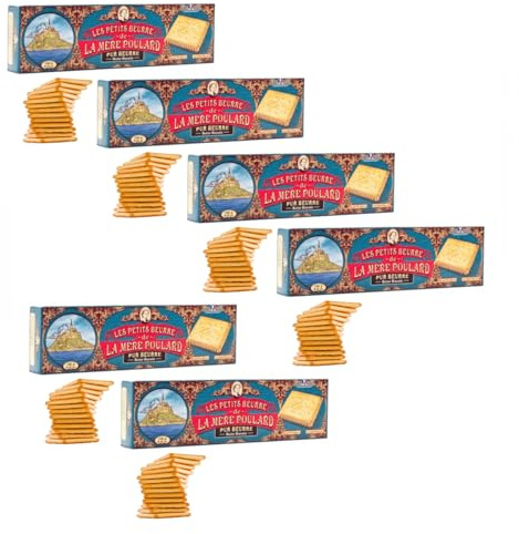 La Mère Poulard® | Biscuits Pur Beurre | Biscuits Beurre Traditionnels Carrés | Frollini au Beurre - 6 x 145 Gr
