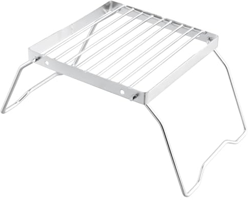 Portable Folding Camping Grill & Fire Pit Stand, 16 × 16 cm Stainless Steel BBQ Rack , Charcoal Cooking Grate & Burner Stove Support for Hiking, Backpacking, Picnic, Fishing