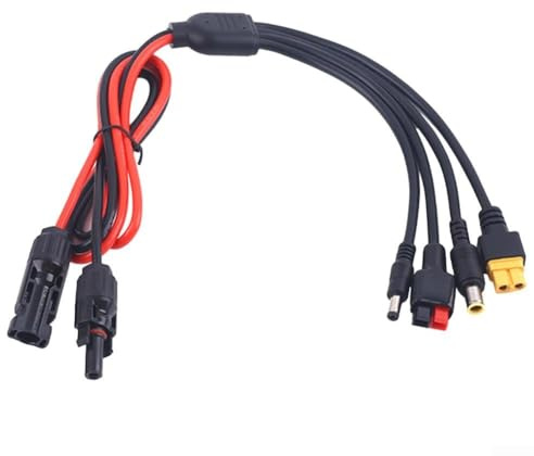 Solar Panel Connector Adapter Kit, 4-in-1 Multi-Function Charging Cable With DC5521 Interface Compatible With Power Stations Copper Wire 12AWG-18AWG