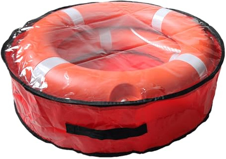 Weatherproof Life Ring Storage Bag – Holds 2 Lifebuoys + Rescue Gear – UV Resistant, Waterproof, Cold-Resistant – Double Zipper, Handle & Hook – for Pools, Water Parks, Docks, Boats
