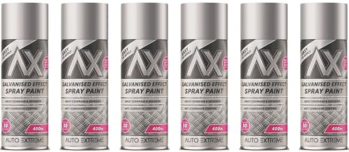 6 x 400ML Metal Paint Galvanised Effect Spray Paint High Density Repair & Protect Metal Paint Outdoor Spray