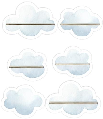 Farbklecks-Collection Regal Erweiterung für Hörfiguren, kompatibel mit Tonie-Figuren, Stadthaus Wolken, 20x15 cm, für je 3–5 Figuren, Wandregal Kinderzimmer, handgefertigt