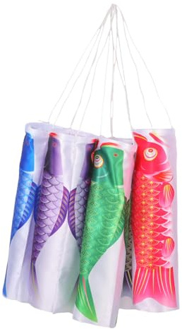 Milisten 6pcs Japanese Carp Windsock Streamer Koinobori Flags Garden Restaurant Hanging Decor for Outdoor Patio Festival Celebration