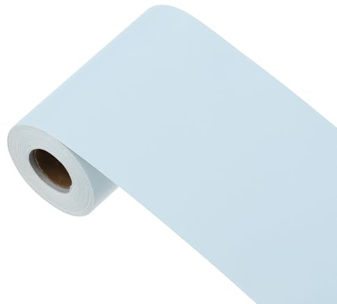 sourcing map Papier peint bleu clair, à décoller et à coller, papier peint autocollant en vinyle de couleur unie, décoration murale pour revêtement mural 998,2 x 9,9 cm