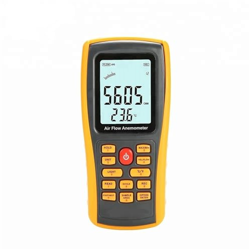 Anemómetro digital, medidor de velocidad del viento, volumen de aire y temperatura ambiente con inteaz USB, 0-45 m/s. para jardín al aire libre