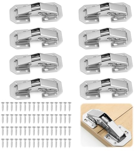 Soft Close Kitchen Cabinet Hinges, 90 Degree Hydraulic Cupboard Door Hinges Full Overlay Mute Door Hinge for Wardrobe Bedroom Bathroom Furniture Easy to Install Pack of 8