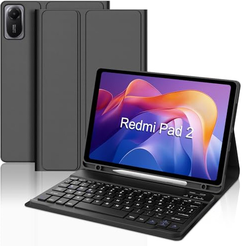 JADEMALL Custodia con Tastiera per Redmi Pad 2 11 2025 | Italiano QWERTY Tastiera Bluetooth Magnetica Staccabile per Redmi Pad 2 11 Pollici 2025, Nero