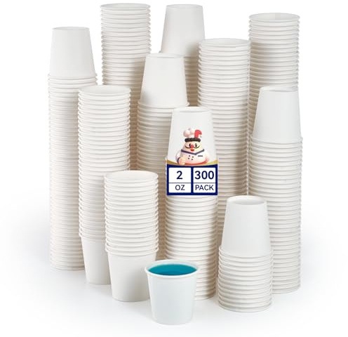 JOLLY CHEF 300 Pack 2oz Small Disposable Paper Cups White Sampling Cups | Disposable Espresso Cups, White Mouthwash Cups, Perfect for Daily Use