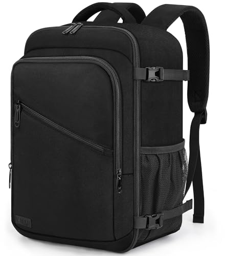 VSNOON Bagage Cabine 40x30x20, 24L Sac a Dos Voyage Cabine Avion à Main avec Poche Humides, Sac à Dos Ordinateur 15 Pouces pour Ryanair, Wizz Air, Transavia, Étanche Bagage pour Homme Femme, Noir