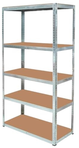 BURAKH 5 Tier Heavy Duty Garage Shelving Unit Metal Storage Rack | Boltless Steel Shelves for Garage, Shed, Warehouse, Workshop, Office & Home (Silver, 180cm x 90cm x 40cm)