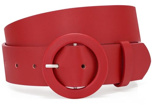 XZQTIVE Damen-Gürtel mit breitem Band und modischer, runder Schnalle für Jeans, Hosen und Kleider