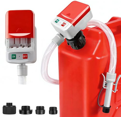 Elektrische Kraftstoffpumpe 9L/min (2.4 GPM) – mit Auto-Stopp & 3 Tankadaptern –Elektrische Dieselpumpe mit 134cm Schlauch Tragbare Pumpe für Benzin, Diesel Öl Kraftstoffpumpe Tragbar