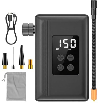 Inflador eléctrico inteligente de neumáticos, bomba de aire recargable de apagado automático, construcción de alta presión de 150 PSI, sistema de inflado neumático profesional, accesorio de camping