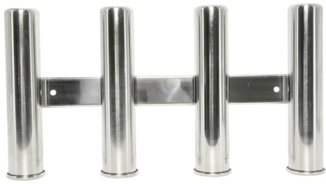 NIYANGLE Soporte para Cañas de Pescar de 4 Tubos Acero Inoxidable, Portacañas de Alta Resistencia para Barco y Kayak, Soporte Marino Estable para Pesca Surfcasting y Uso Profesional