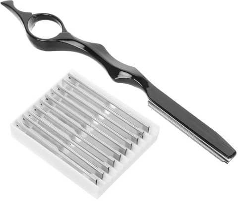 Tofficu Professioneller Haarausdünner Haarrasierer Satz mit Ergonomischem Griff Stahlrasierer und 10 Ersatzklingen Haarschneidewerkzeug für Präzises Haarstyling und Texturieren