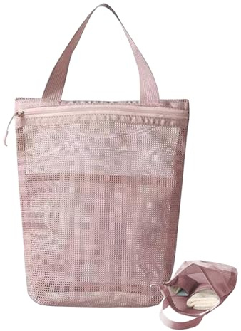 KASESSS Mesh Toiletry Bags for Women, Shower Bag, Shower Caddy Portable Bags, Quick Dry Portable Showers Caddy, 3 Pockets Gym Wash Bag for College Dorms, Gym, Beach, Camping, Swimming, Travel, Pink