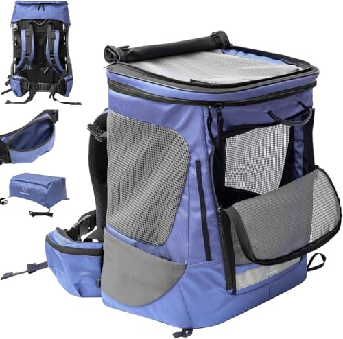 Wanderpfote Hunderucksack bis 20kg - Modell Daypack, Größe XL, Blau - Premium Rucksack für mittelgroße bis große Hunde mit Höhenverstellbarem Tragesystem und viel Raum für den Hund