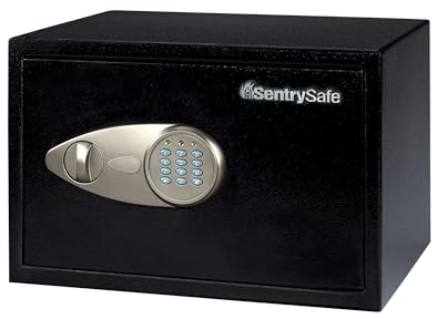 SentrySafe Safe with Digital Keypad Lock, Steel Safe with Interior Lining and Bolt Down Kit for Money, Jewelry, Electronics, 0.58 Cubic Feet, 8.7 x 13.8 x 9.7 Inches, X055