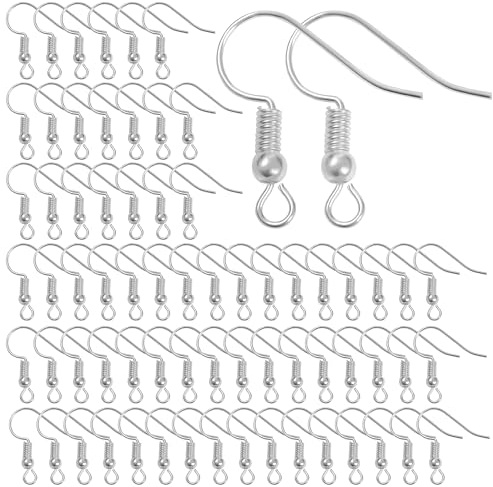 Kurtzy Ohrring Haken Versilbert (500Stk/250Paar) – Ohrring Haken Silber Fischhaken Hypoallergen – Ohrringe zum Selber Machen Schmuck Zubehör Ohrhaken Silber – Ohrring Rohlinge für Anfänger und Profis
