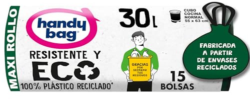 Handy Bag Müllbeutel, 30 l, 90 % recycelt, robust, 25 Beutel