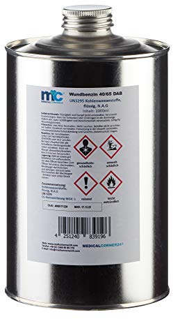 Medicalcorner24 Wundbenzin 40/65, Reinigungsbenzin, Leichtbenzin, UN3295, flüssiges Lösungsmittel, 1 L