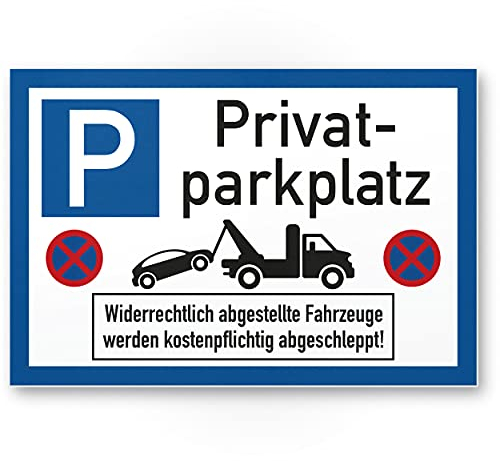Komma Security Privatparkplatz - Parkverbot 30 x 20 cm Hinweisschild Verbotsschild Parkplatzschild Privat Parkplatz - Warnung Autos Fahrzeuge Warnschild - Parkplatz Freihalten