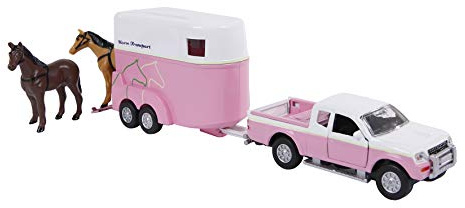Van Manen Kids Globe Traffic Mitsubishi 520124 Toy Car and Horse Trailer Set Pink/White for Girls