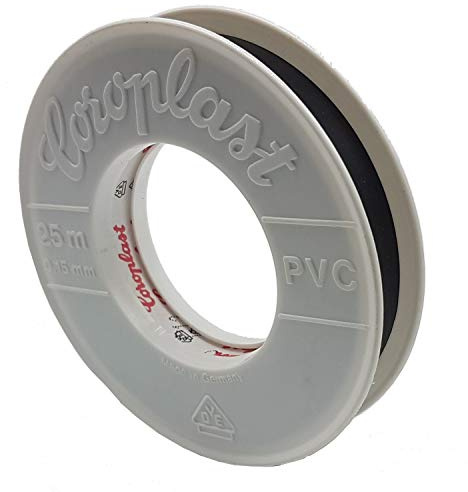 Coroplast Isolierband Iso Klebe Band Elektriker Elektro PVC-Isolierband 10-25m 15-25mm 0,15mm (25m x 15mm, Schwarz)