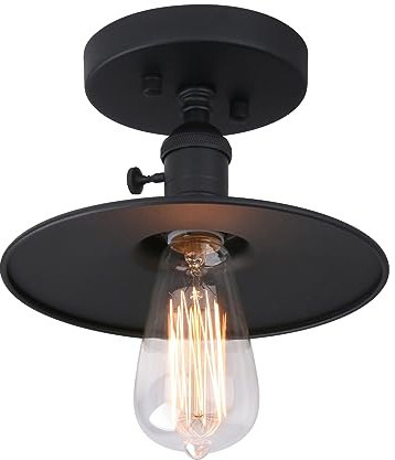 Phansthy Ceiling Light Fitting E27 Vintage Metal Black Hanging Flush Mount Lamp Industrial Edison Ceiling Light Fixtures for Kitchen Bedroom Hallway Loft (Black)