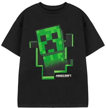 Minecraft T-Shirt Jungen Creeper Innerhalb Schwarzer Kurzarm-Gamer-Top