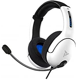 PDP Gaming LVL50 verkabelt Kopfhörer mit Mic für Playstation, PS4, PS5 - PC, iPad, Mac, Compatible - Noise Cancelling Microphone, Lightweight, Soft Komfort Over Ear Kopfhörer - weiß